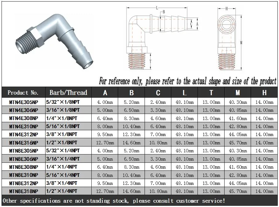 OEM & ODM Plastic 1/4-28unf Elbow Male Thread 1/8" (3.2mm) Hose Barb Fittings