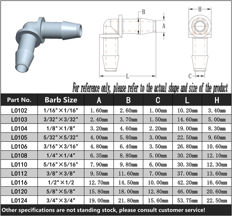 Ju 1/4" to 1/8" Reduce Hose Barb 2 Way 90 Degree L Shape Plastic Air Hose Connectors Barbed Tube Elbow Reducer Fittings