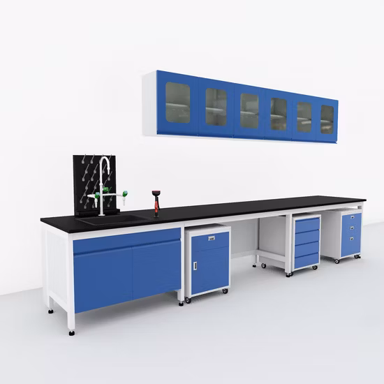 Banc de travail de table d'île de meubles de laboratoire d'école de bois en acier de laboratoire de chimie